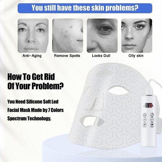 CLETINA Led Face Mask Light Therapy, Flexible Silicone 7 Colors Light,Portable Anti-Aging LED MASK, Red & Blue Light Therapy for Wrinkles, Rejuvenation & Tightening,Wrinkle Reduction CLETINA Led Face Mask Light Therapy, Flexible Silicone 7 Colors Light,Portable Anti-Aging LED MASK, Red & Blue Light Therapy for Wrinkles, Rejuvenation & Tightening,Wrinkle Reduction