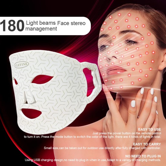CLETINA Led Face Mask Light Therapy, Flexible Silicone 7 Colors Light,Portable Anti-Aging LED MASK, Red & Blue Light Therapy for Wrinkles, Rejuvenation & Tightening,Wrinkle Reduction CLETINA Led Face Mask Light Therapy, Flexible Silicone 7 Colors Light,Portable Anti-Aging LED MASK, Red & Blue Light Therapy for Wrinkles, Rejuvenation & Tightening,Wrinkle Reduction