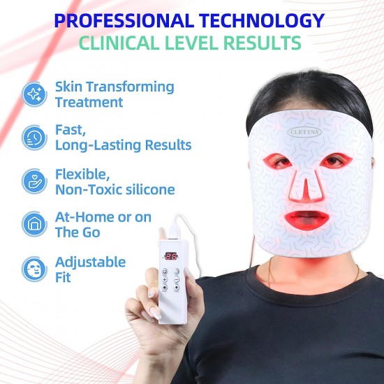 CLETINA Led Face Mask Light Therapy, Flexible Silicone 7 Colors Light,Portable Anti-Aging LED MASK, Red & Blue Light Therapy for Wrinkles, Rejuvenation & Tightening,Wrinkle Reduction CLETINA Led Face Mask Light Therapy, Flexible Silicone 7 Colors Light,Portable Anti-Aging LED MASK, Red & Blue Light Therapy for Wrinkles, Rejuvenation & Tightening,Wrinkle Reduction