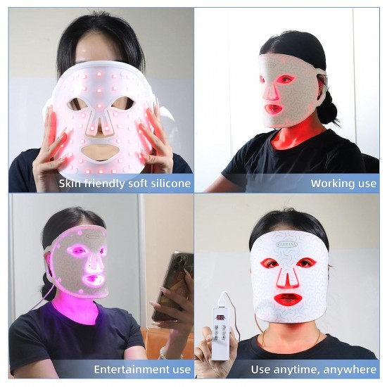 CLETINA Led Face Mask Light Therapy, Flexible Silicone 7 Colors Light,Portable Anti-Aging LED MASK, Red & Blue Light Therapy for Wrinkles, Rejuvenation & Tightening,Wrinkle Reduction CLETINA Led Face Mask Light Therapy, Flexible Silicone 7 Colors Light,Portable Anti-Aging LED MASK, Red & Blue Light Therapy for Wrinkles, Rejuvenation & Tightening,Wrinkle Reduction